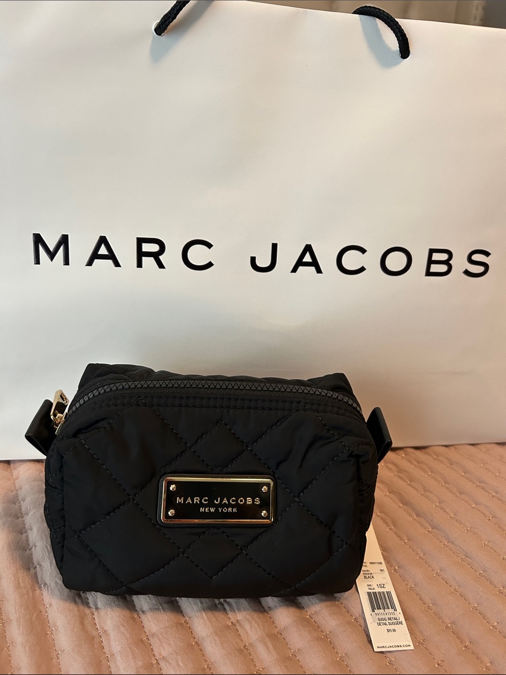 Marc Jacobs Black Quilted/Puffer Cosmetic Pouch